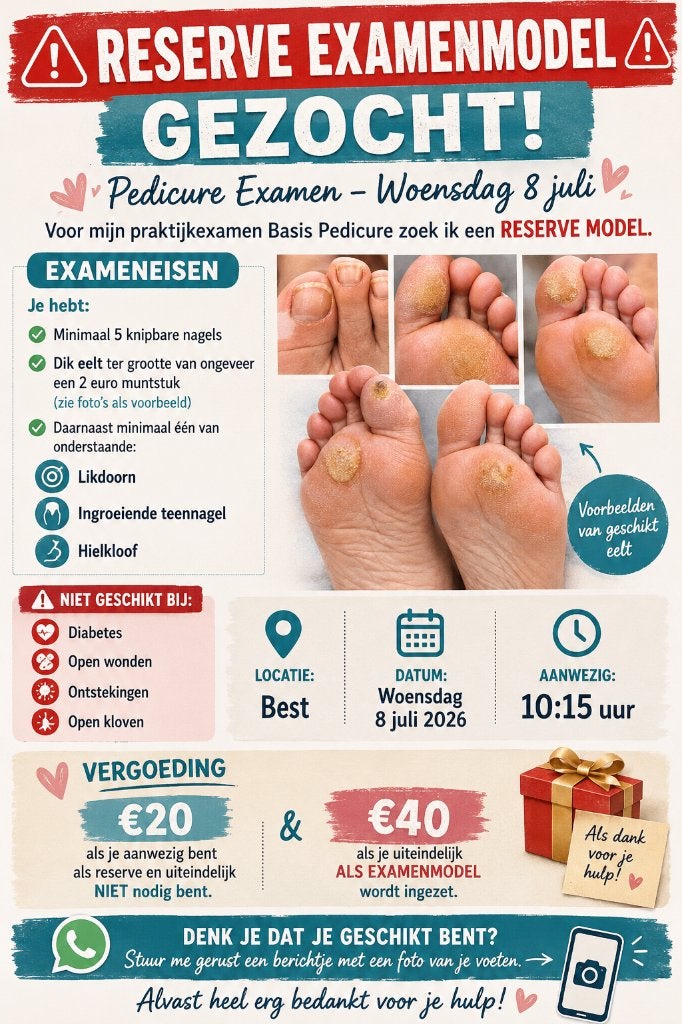Model pedicure gezocht, 33 - 40 uur, MBO, Starter, Overige vormen