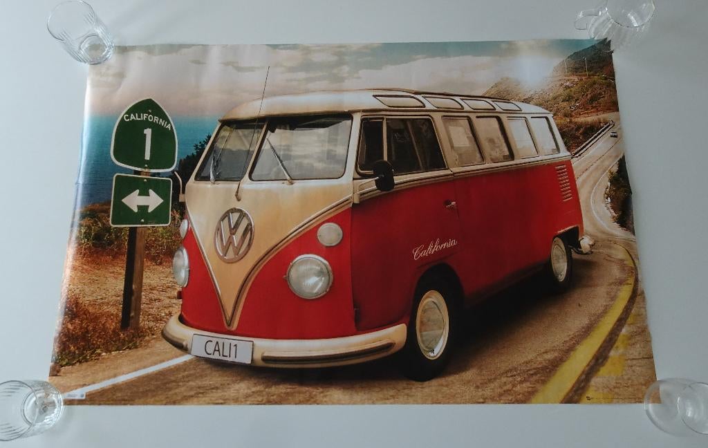 Vintage Volkswagen California Camper Poster, Ophalen, Zo goed als nieuw, A1 t/m A3