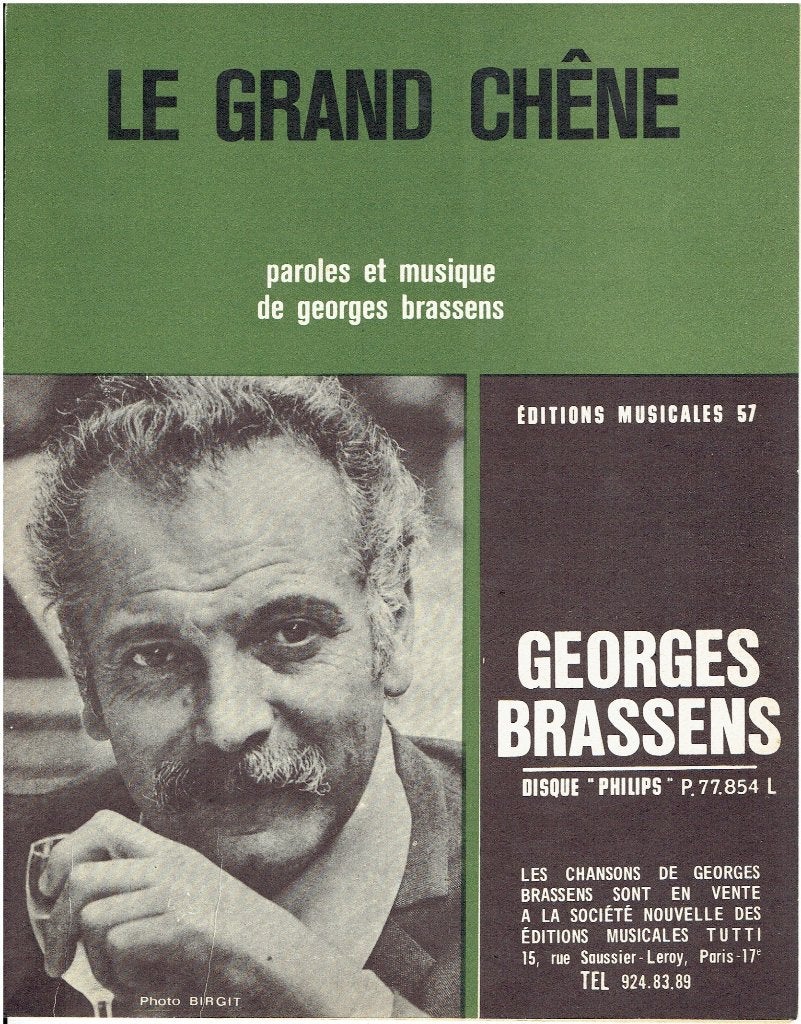 Georges Brassens - Le Grand Chêne bladmuziek, Gebruikt, Zang, Ophalen of Verzenden, Artiest of Componist