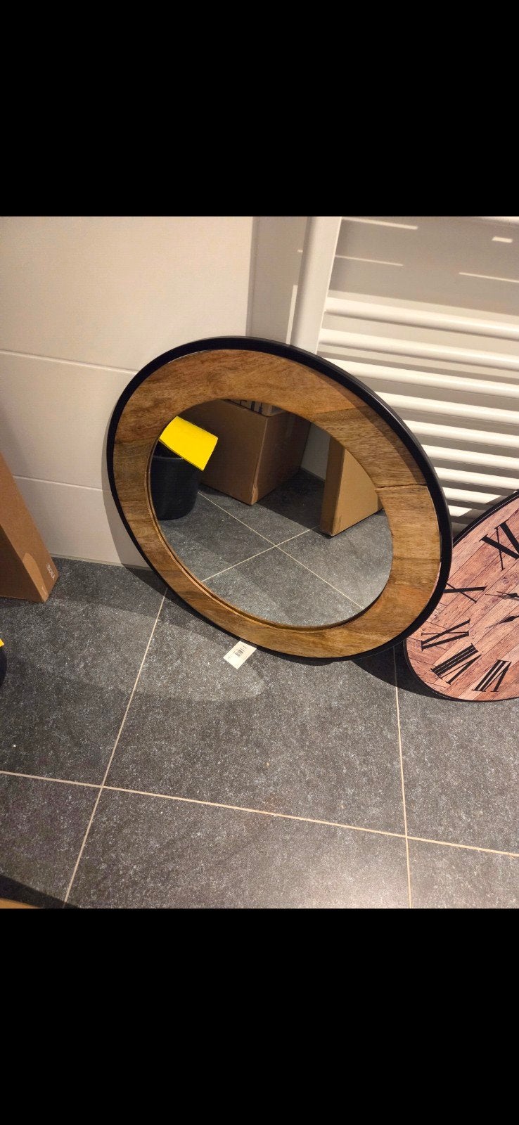Mango Spiegel ca. 80cm - Rond Houten Frame, Huis en Inrichting, Ophalen, Rond, Zo goed als nieuw, 75 tot 100 cm