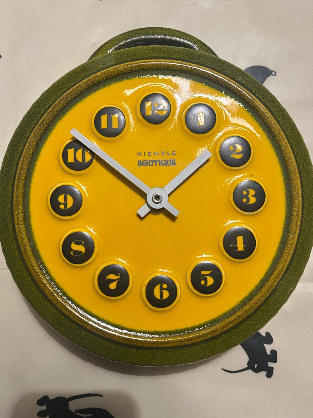 Vintage Kienzle Boutique Wandklok - Groen & Geel, Ophalen