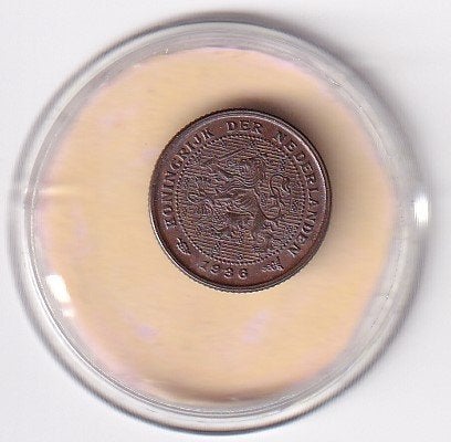 1/2 Cent 1936 Zeer Goed, Zilver, Koningin Wilhelmina, Losse munt, Overige waardes