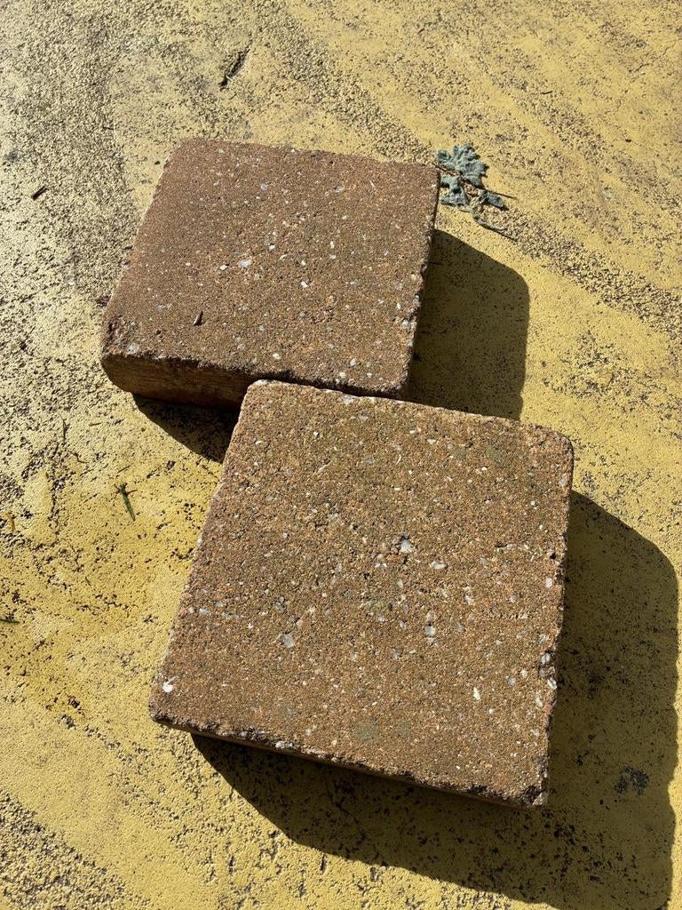 Getrommelde beton kasseien, zand/geel, ongeveer 20m2, Tuin en Terras, Tegels en Klinkers, Ophalen, Beton, Overige typen