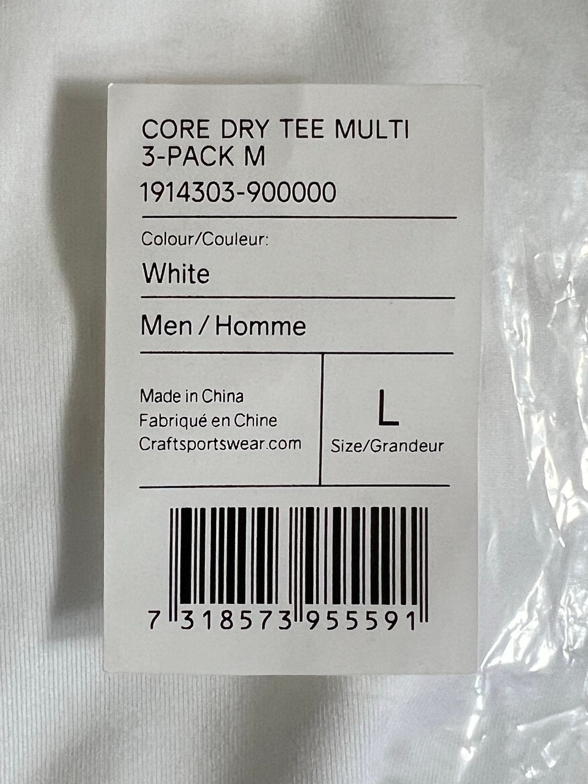 Craft Core Dry Tee Multi 3-pack - Wit - Maat L, Ophalen of Verzenden, Nieuw, Maat 52/54 (L), Wit