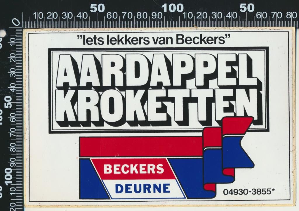 Sticker: Beckers - Aardappel Kroketten - Deurne, Ophalen of Verzenden, Zo goed als nieuw, Bedrijf of Vereniging