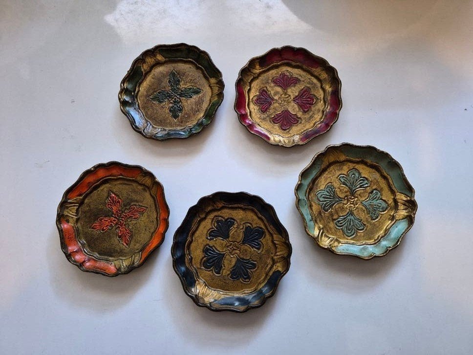 Brocante onderzetters, Hout, Goud, Glasonderzetter, Ophalen of Verzenden