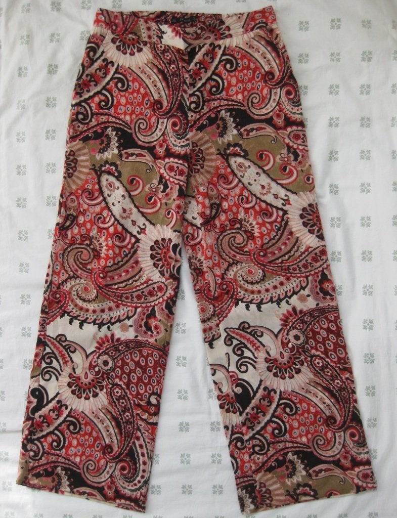 Zara broek, palazzo, rood crème zwart, bloemenprint M, Maat 38/40 (M), Meerkleurig, Zara, Ophalen of Verzenden