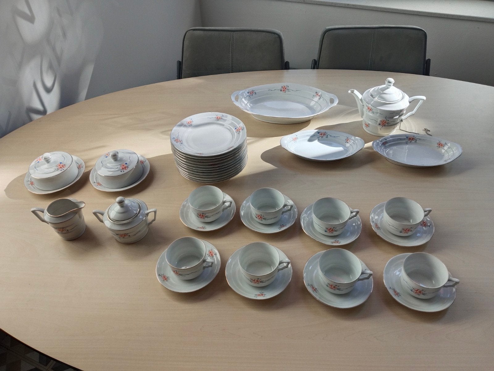 Prachtig vintage ontbijt/gebak servies, jaren 1930-1940, Ophalen