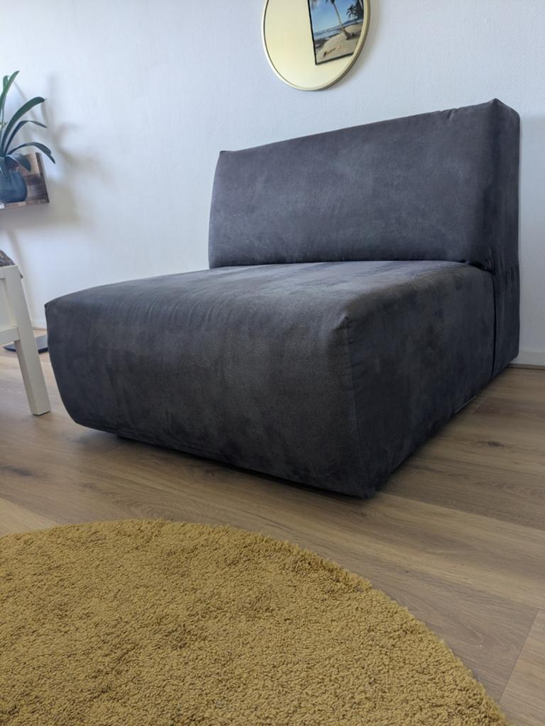 Bank antraciet, Ophalen, 75 tot 100 cm, Zo goed als nieuw, 75 tot 100 cm
