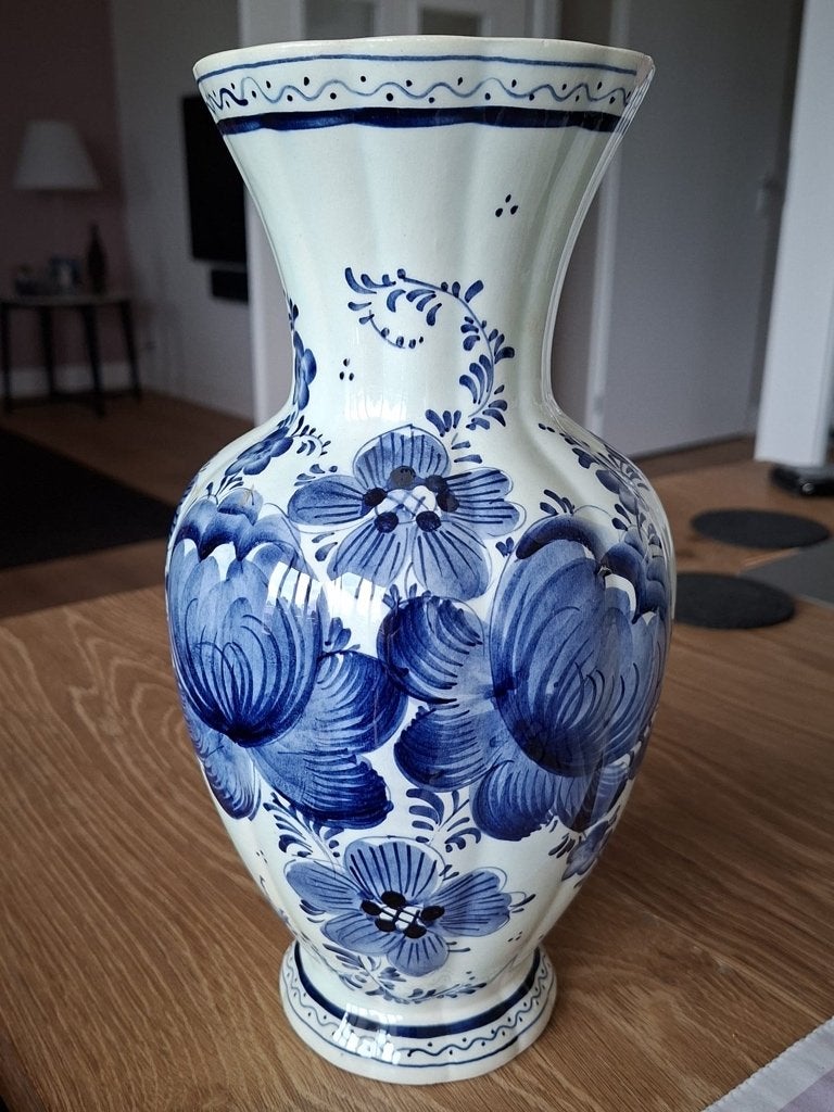 Bequet vaas - Delfts blauw - handgeschilderd -28 cm, Ophalen of Verzenden