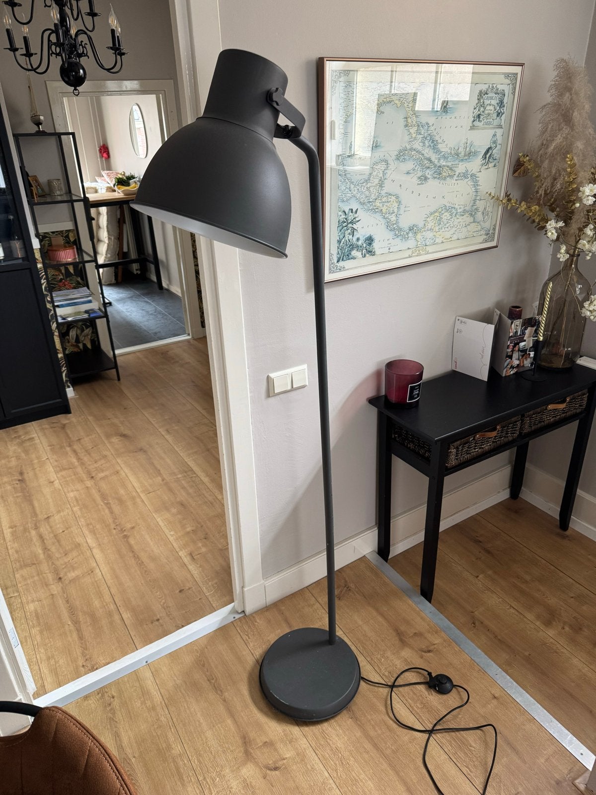 IKEA Hektar staande lamp, donkergrijs (3x!), Huis en Inrichting, Ophalen, Gebruikt, E27 (groot), Metaal