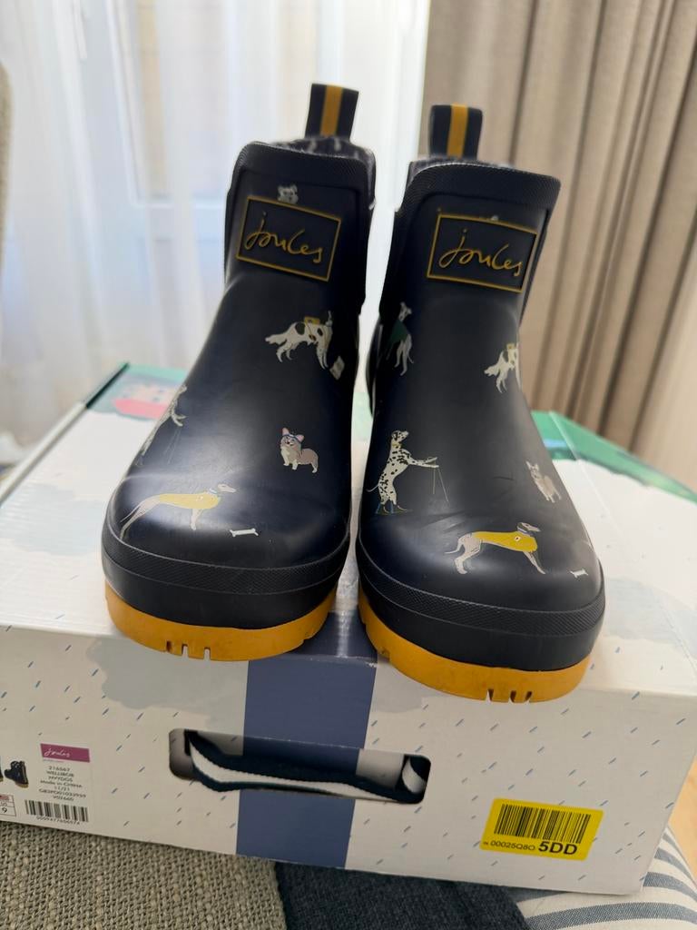 Joules Wellibob regenlaarzen met hondenprint, maat 40/41, Verzenden, Zo goed als nieuw, Blauw, Regenlaarzen