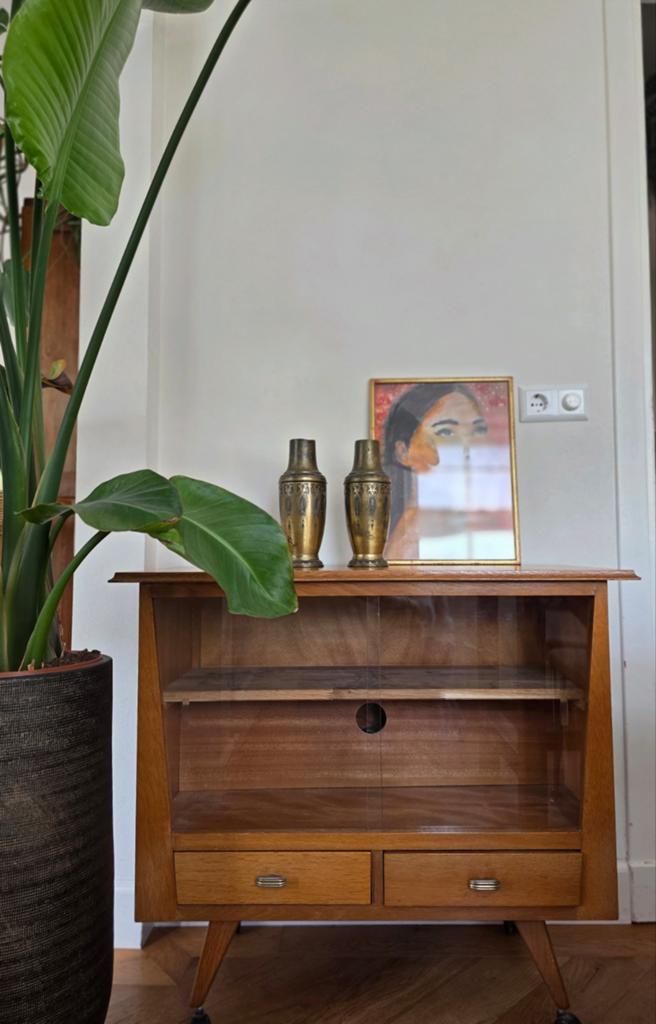 Vintage Audiokast op wieltjes - Lichte gebruiksporen, Ophalen of Verzenden