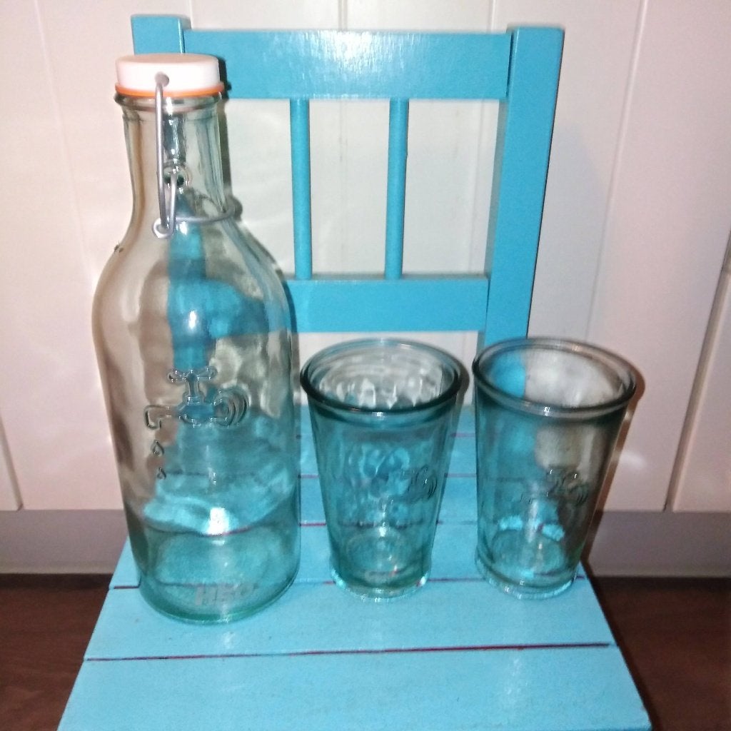 Jamie Oliver kraanwaterfles en 2 glazen, Ophalen, Overige merken, Glas, Overige typen