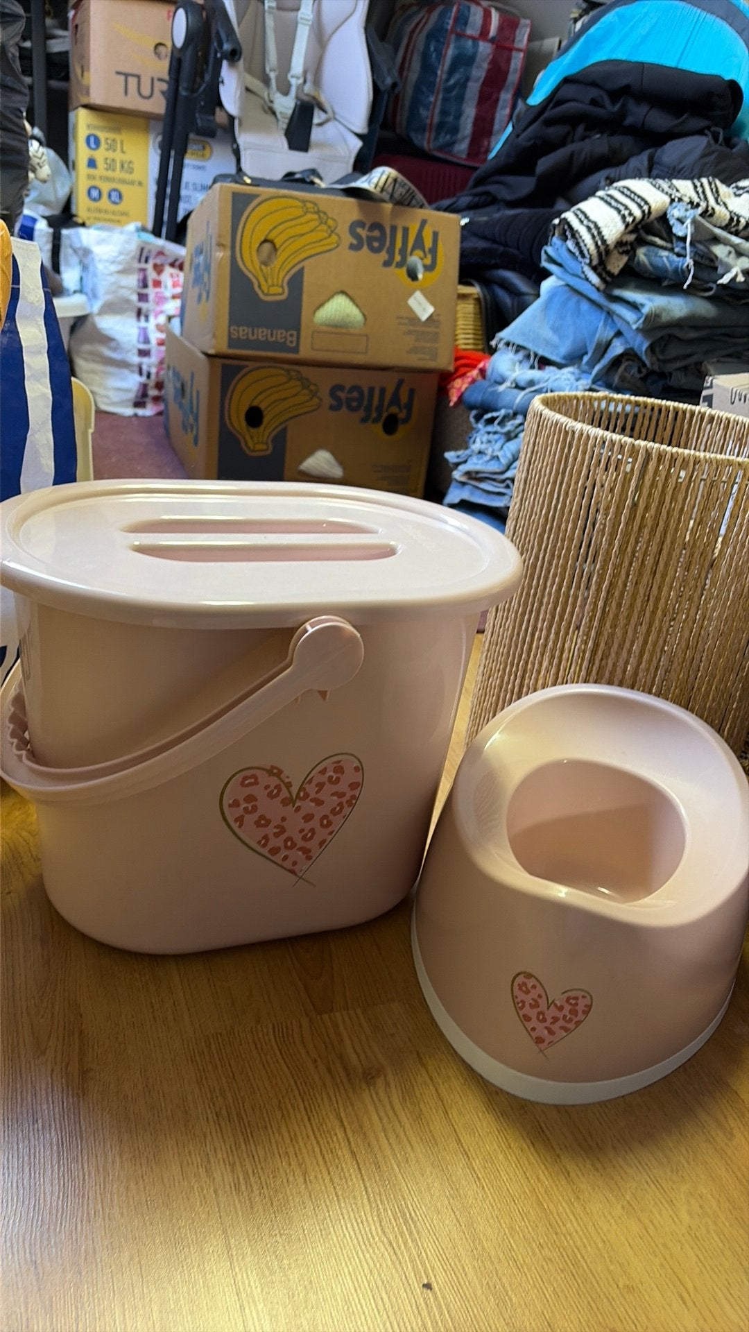 Luieremmer - potje Bèbe-jou hartje roze set, Ophalen of Verzenden, Zo goed als nieuw, Luieremmer