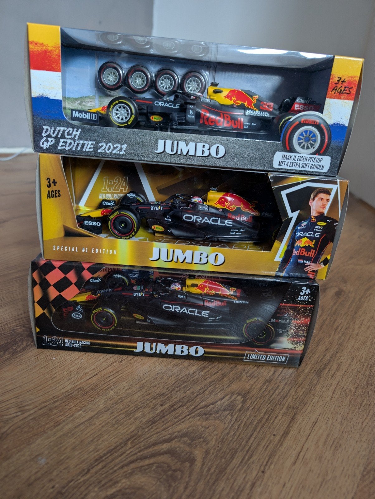 Aangeboden 3 Jumbo Max Verstappen Auto's Nieuw in Doos!, Ophalen of Verzenden, Nieuw, Auto