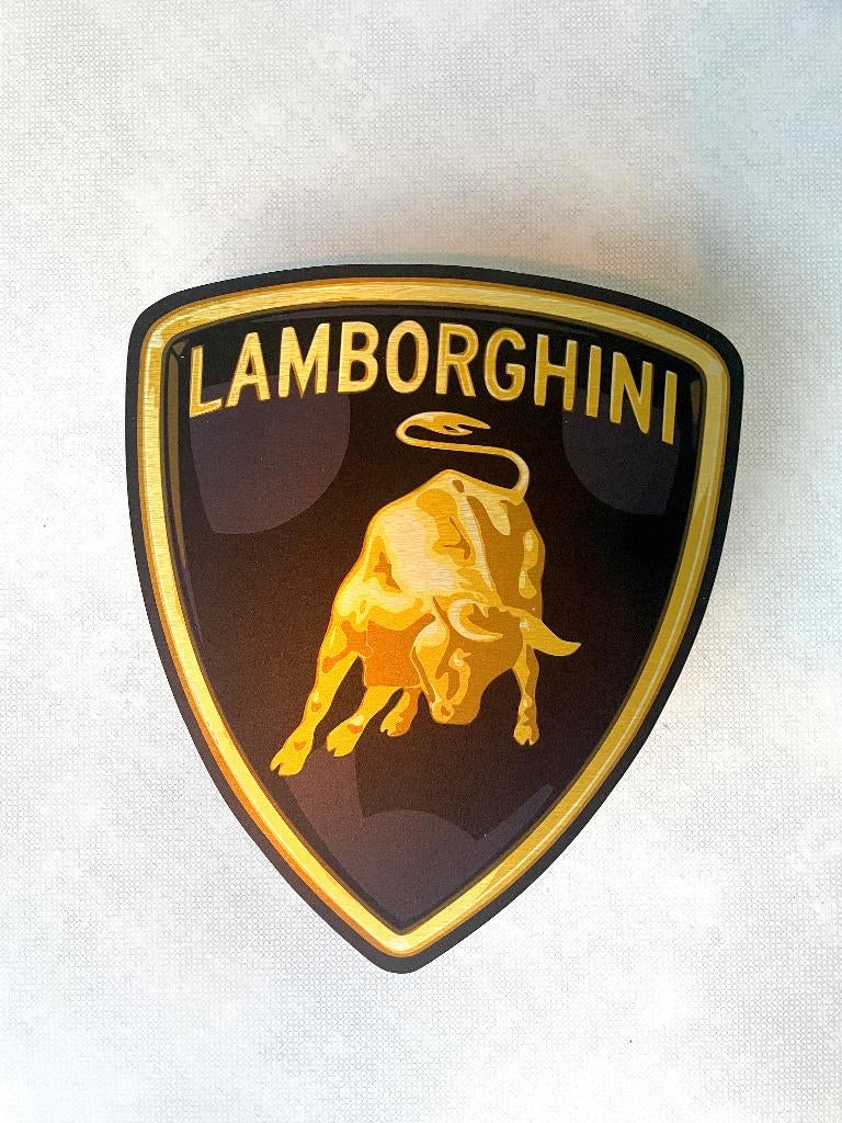 Reclamebord Lamborghini logo embleem, aluminium, 40x40 cm, Ophalen of Verzenden, Nieuw, Reclamebord