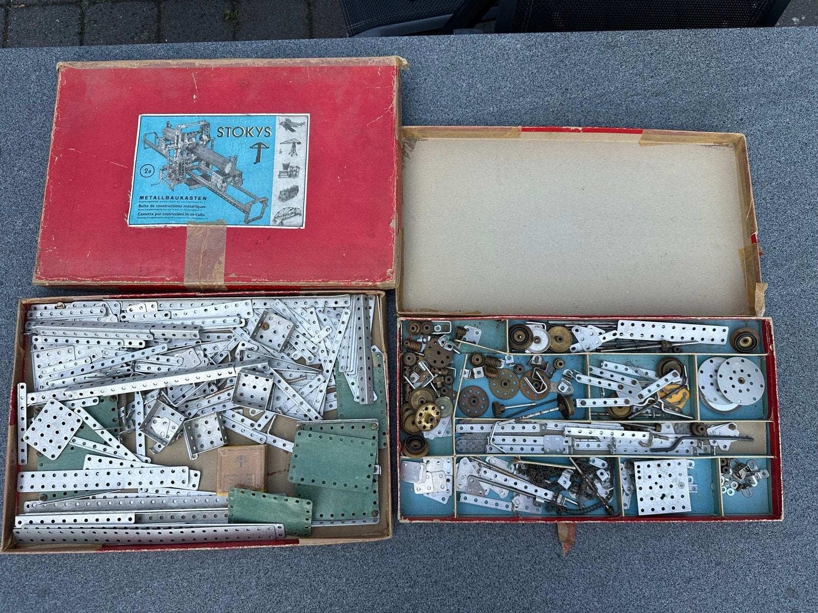 Stokys Metallbaukasten / Meccano Bouwdozen (2 stuks), Ophalen of Verzenden, Gebruikt, Groter dan 1:32