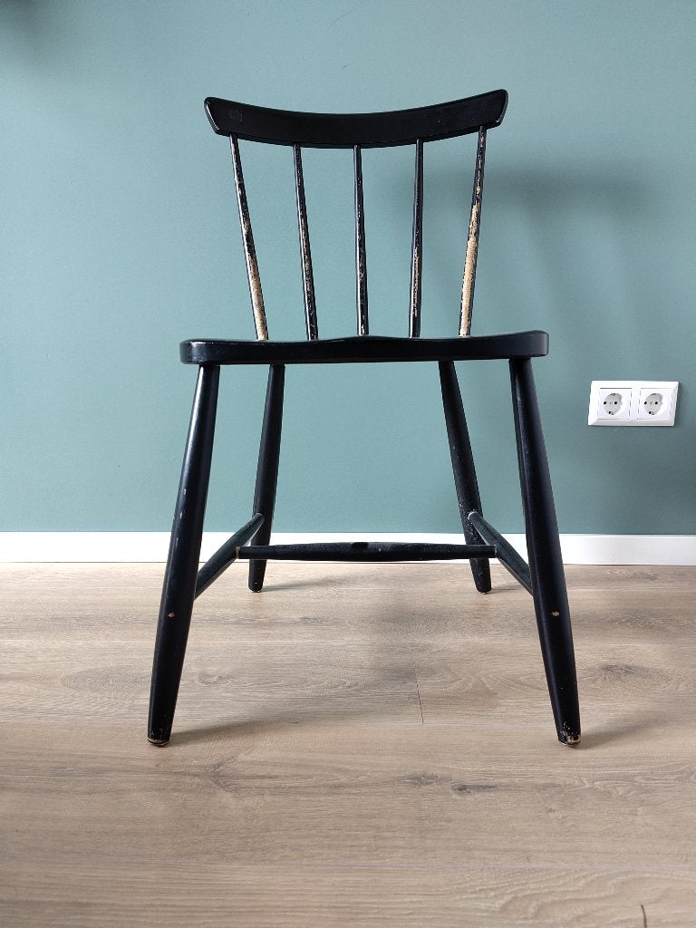 Vintage houten eettafelstoel, zwart, Ophalen