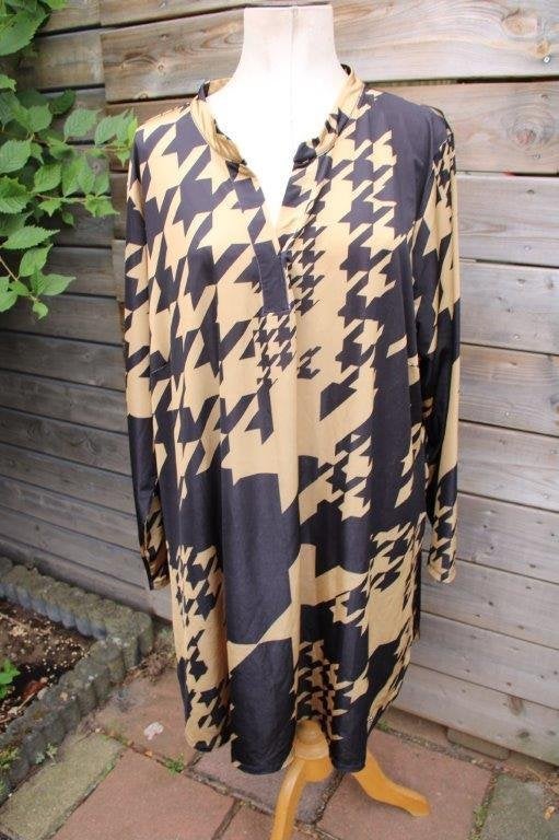 Jurk/ tuniek goud/ zwart Twister mt 4 (50/52) a-lijnVaste pr, Kleding | Dames, Ophalen of Verzenden, Zo goed als nieuw, Twister