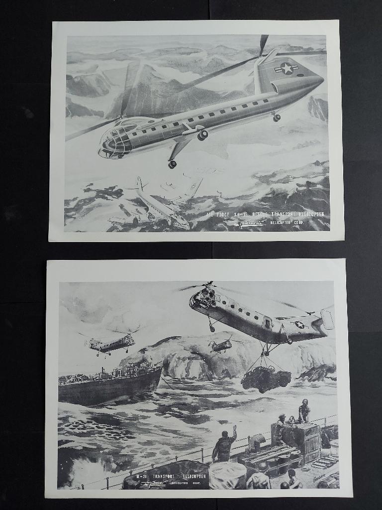 Poster van de Piasecki XH-16 en H-21 (F840), Ophalen of Verzenden, Gebruikt, Kaart, Foto of Prent