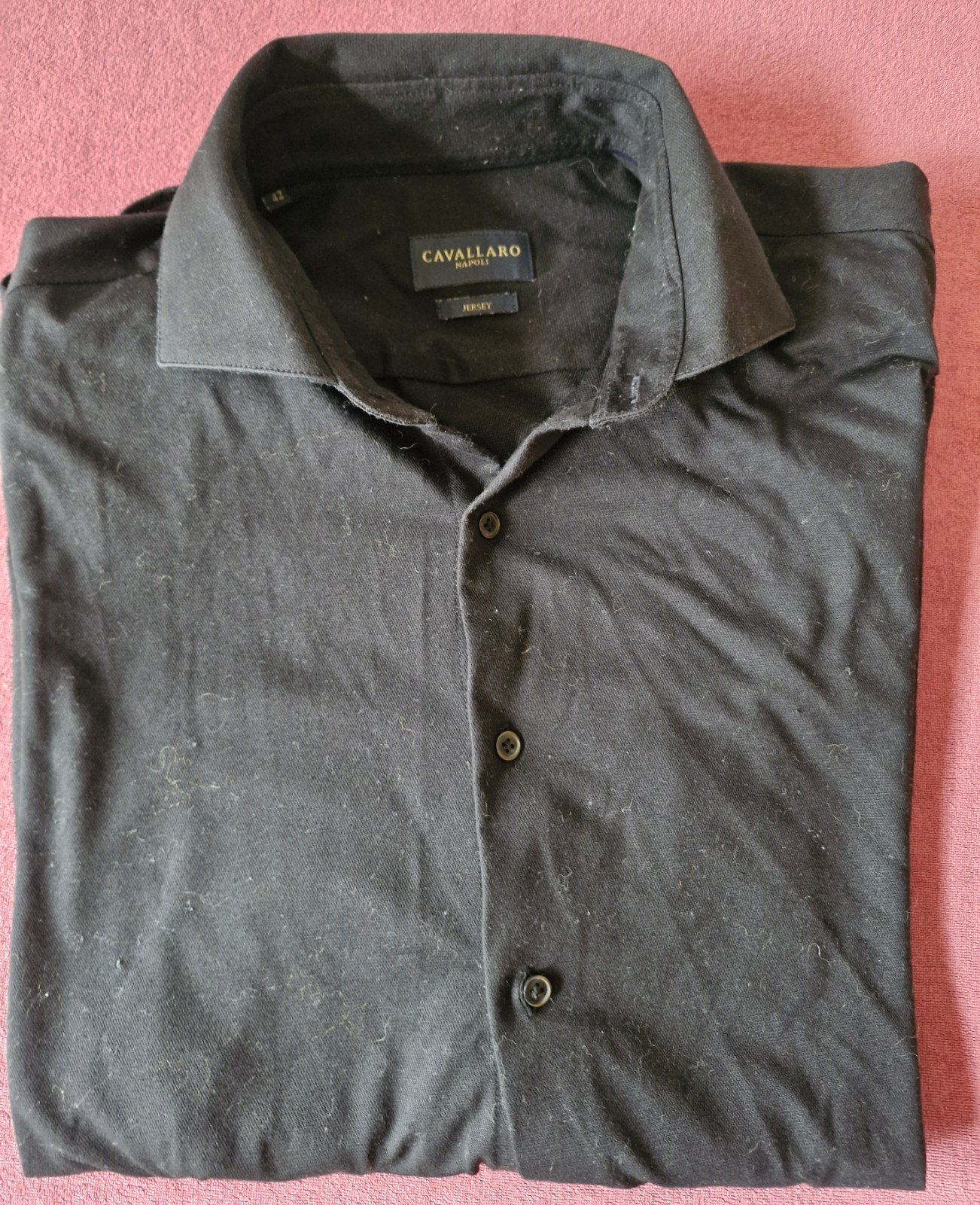 Cavallaro Napoli Zwart Jersey Overhemd Maat 42, Zwart, Ophalen of Verzenden, Halswijdte 41/42 (L), Gedragen
