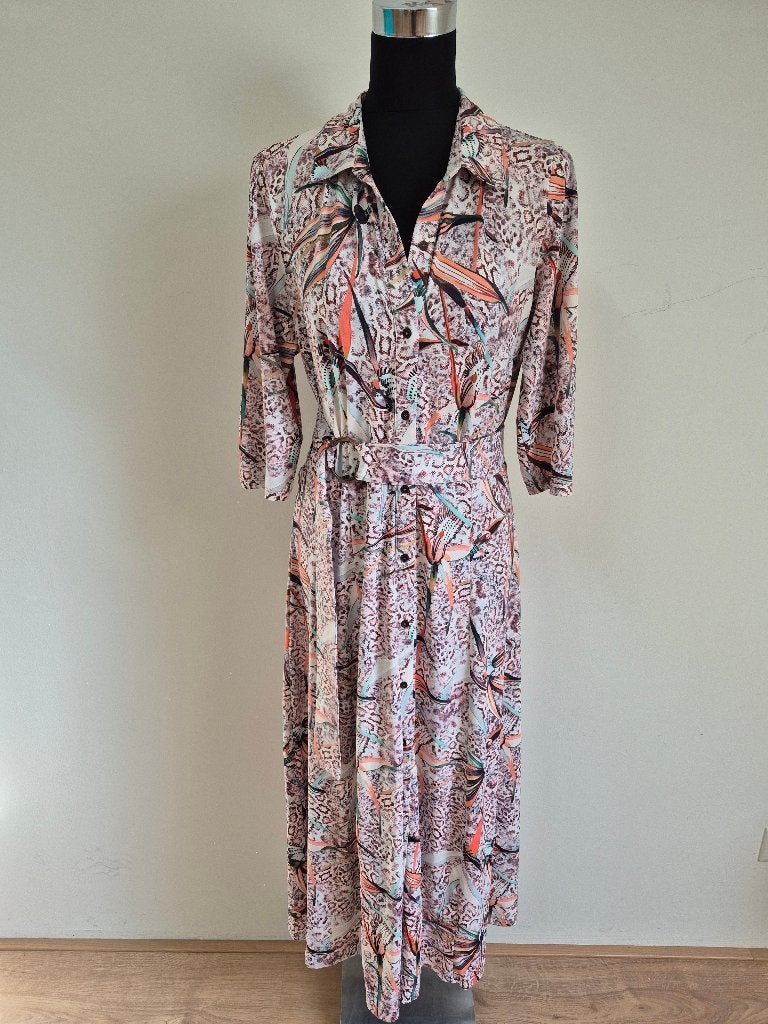 J71 - Fleurige K-Design maxi dress maat M (1), Ophalen of Verzenden, Zo goed als nieuw, Onder de knie