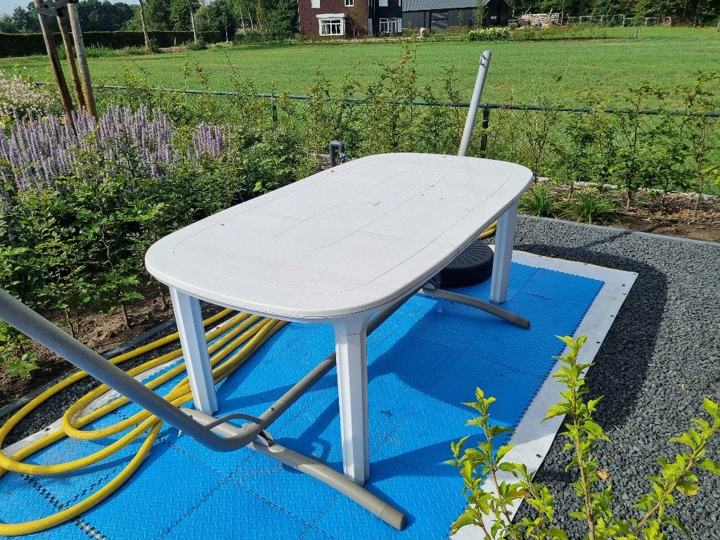 tuintafel wit, Tuin en Terras, Ophalen, Gebruikt, Rechthoekig, Kunststof
