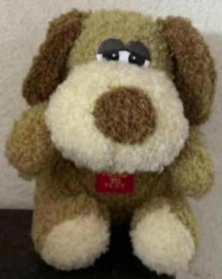 Knuffel hond, hondenknuffeltje met geluid, liedje, Ophalen of Verzenden, Zo goed als nieuw, Hond