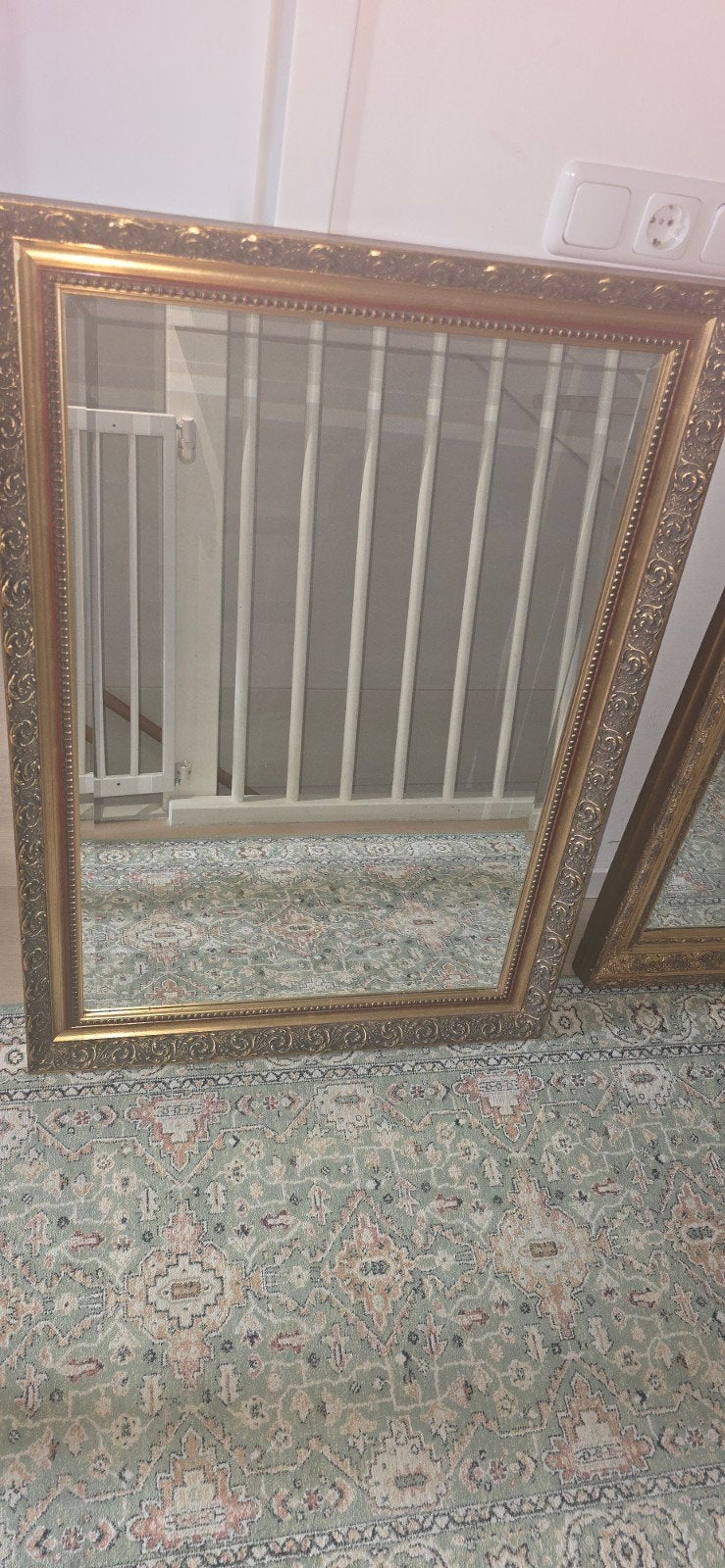2 Klassieke spiegels met gouden barok lijst – Facetgeslepen, Ophalen of Verzenden, Rechthoekig, 100 tot 150 cm, 100 tot 150 cm