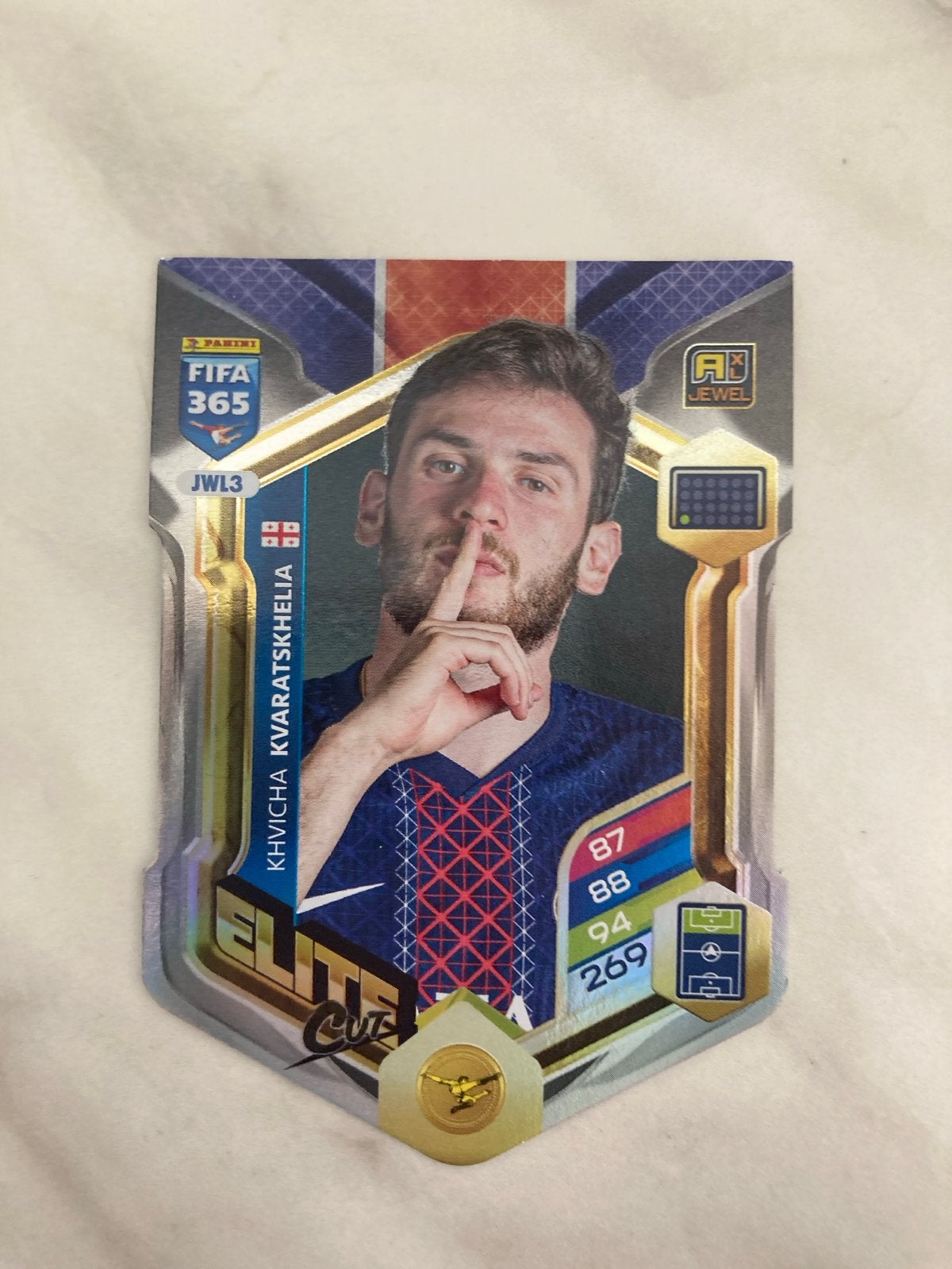 Panini FIFA 365 Adrenalyn XL Khvicha Kvaratskhelia Elite Cut, Ophalen of Verzenden, Zo goed als nieuw, Buitenlandse clubs, Spelerskaart
