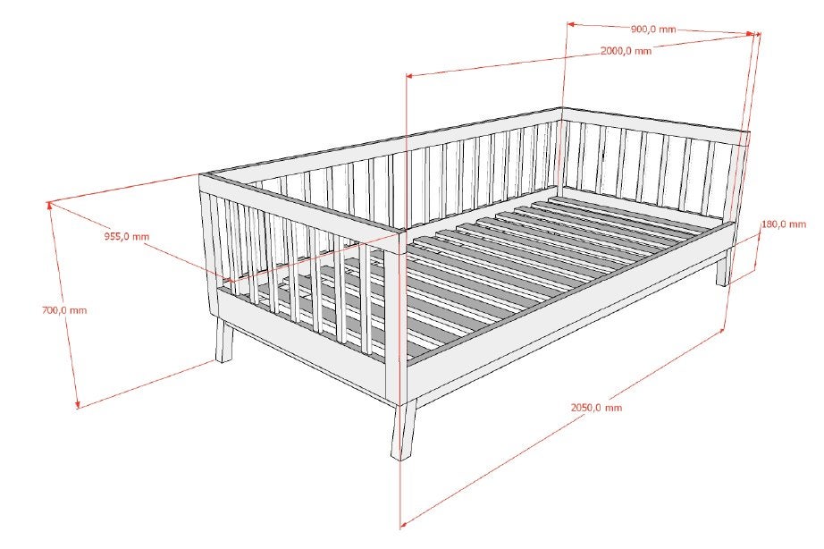 Sezane kajuitbed/bedbank - 90x200 - Walnoot, Niet ingevuld, Niet ingevuld, Niet ingevuld