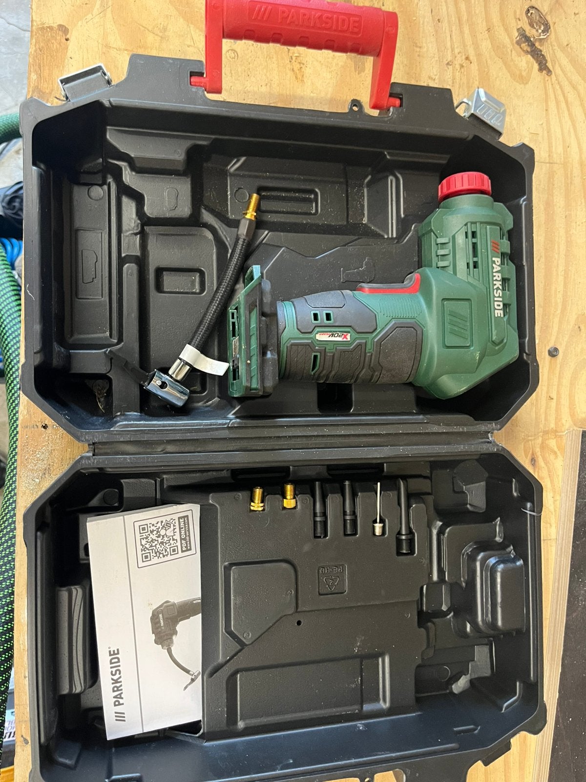 Parkside accu 20v compressor / bandenpomp, Ophalen, Zo goed als nieuw