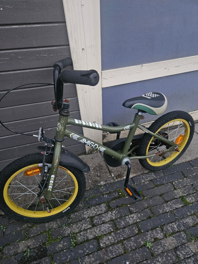 Amigo kinderfiets 16 inch - Groen, Fietsen en Brommers, Ophalen, Terugtraprem, Zijwieltjes, Gebruikt