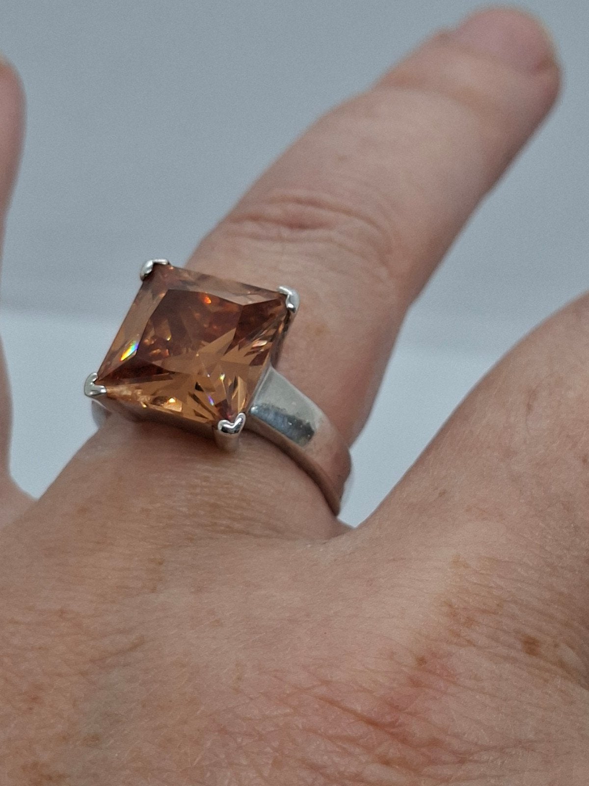 Zinzi Zilveren Ring 925 met Oranje Steen - Maat 59, Sieraden, Tassen en Uiterlijk, 18 tot 19, Oranje, Ophalen of Verzenden, Met edelsteen