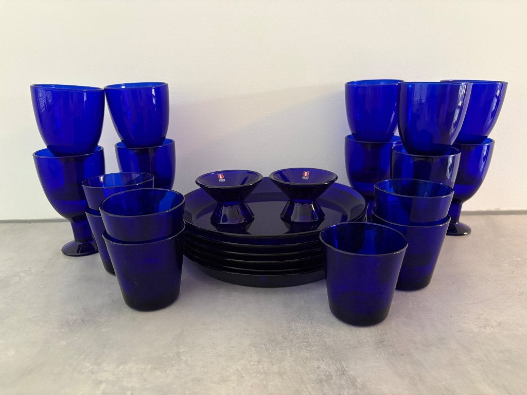 Iittala Verna-servies/glasservies in kobaltblau, Ophalen, Gebruikt, Overige merken, Overige typen