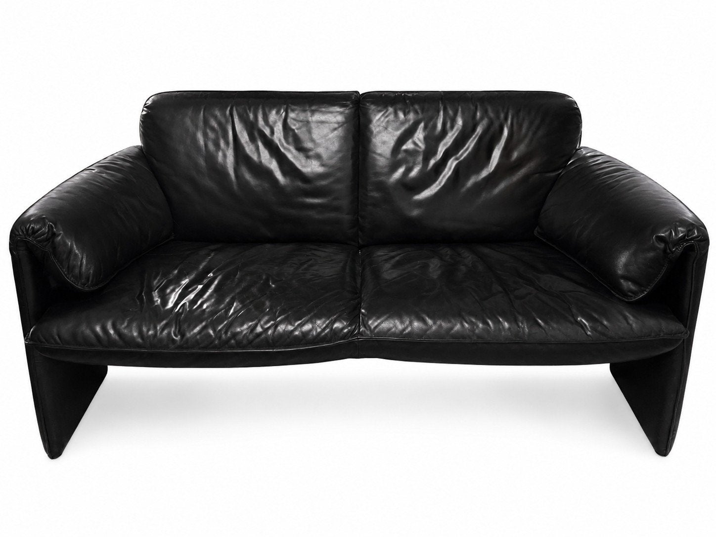 Leolux Bora Bora 2-zitsbank – zwart leer – vintage retro des, Ophalen, 150 tot 200 cm, Tweepersoons, Zo goed als nieuw
