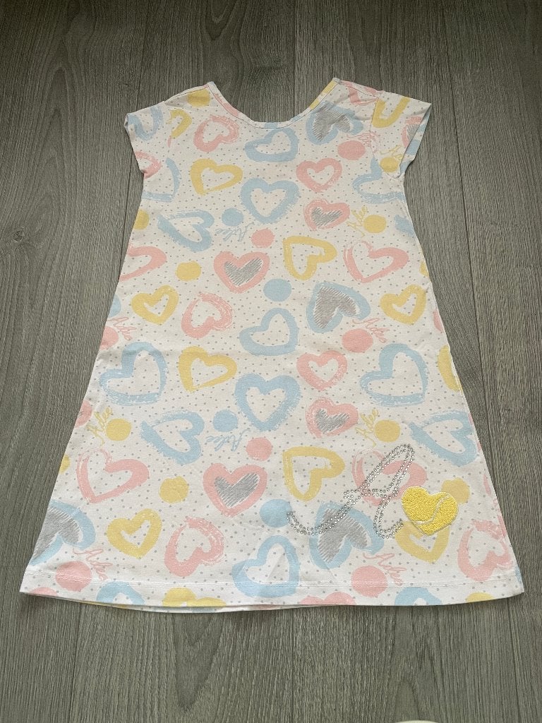 ADee meisjes hartjes pastel kleurige jurk dress strik mt 116, A dee, Meisje, Ophalen of Verzenden, Zo goed als nieuw