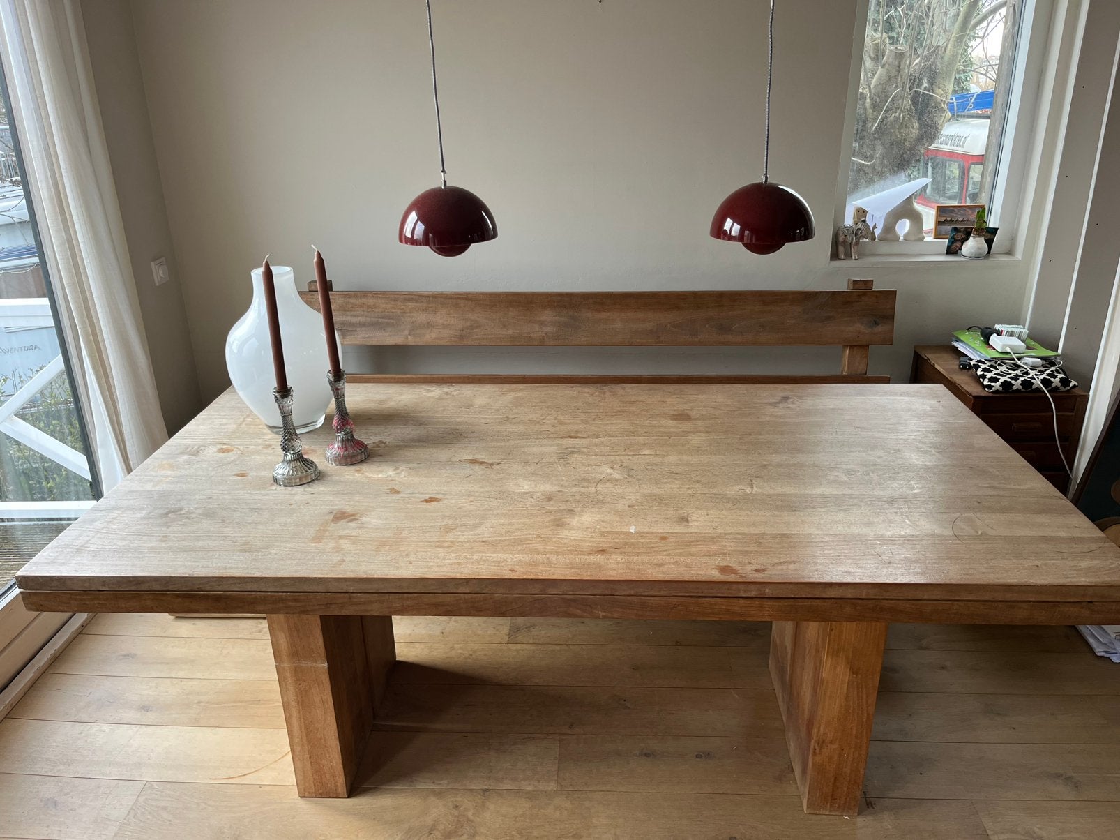 Stoere houten eetbank!, Ophalen, 200 cm of meer, 50 tot 100 cm, Zo goed als nieuw