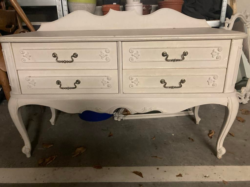 Vintage ladekastje met spiegels - Crème wit, Antiek en Kunst, Antiek | Meubels | Kasten, Ophalen