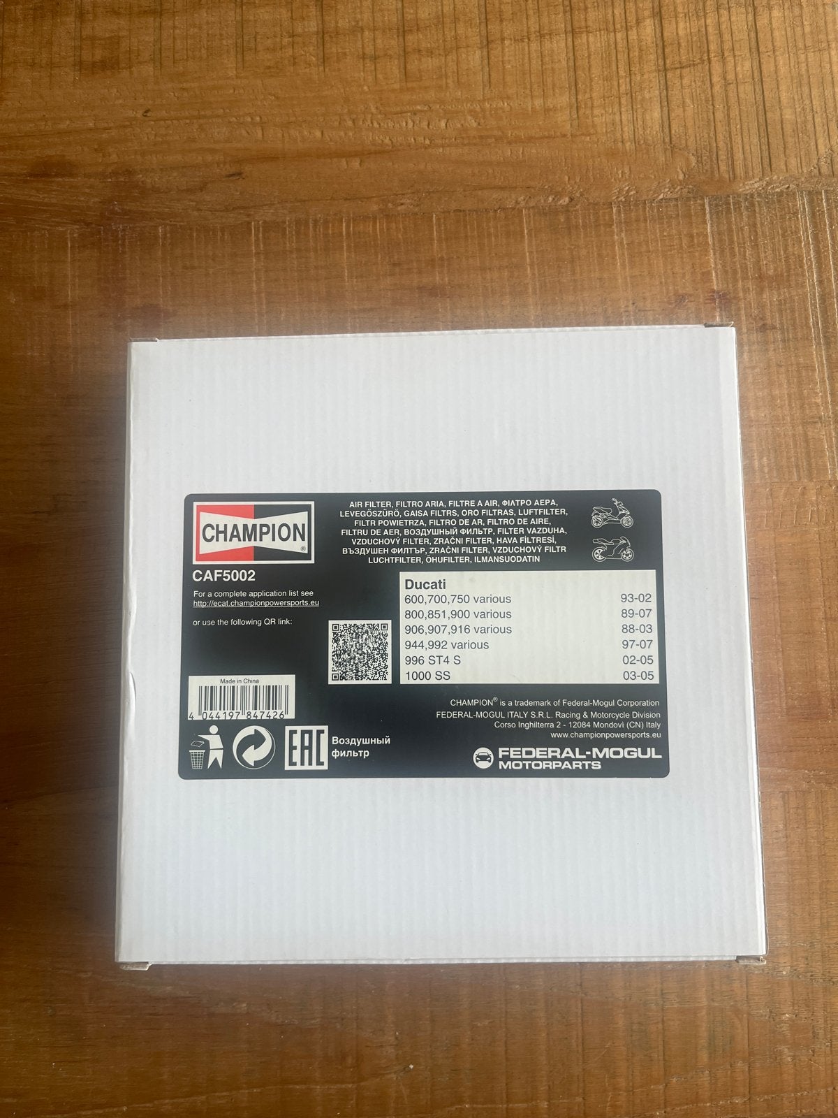 Champion Luchtfilter voor Ducati., Motoren, Ophalen of Verzenden, Nieuw