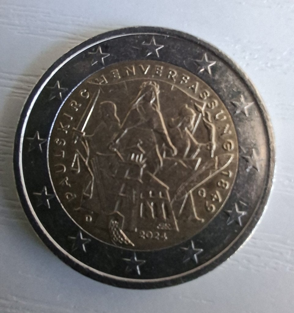 Duitse 2-euromunt, 175 jaar Duitse grondwet, Pauluskerk, Ophalen of Verzenden, Duitsland, 2 euro, Losse munt