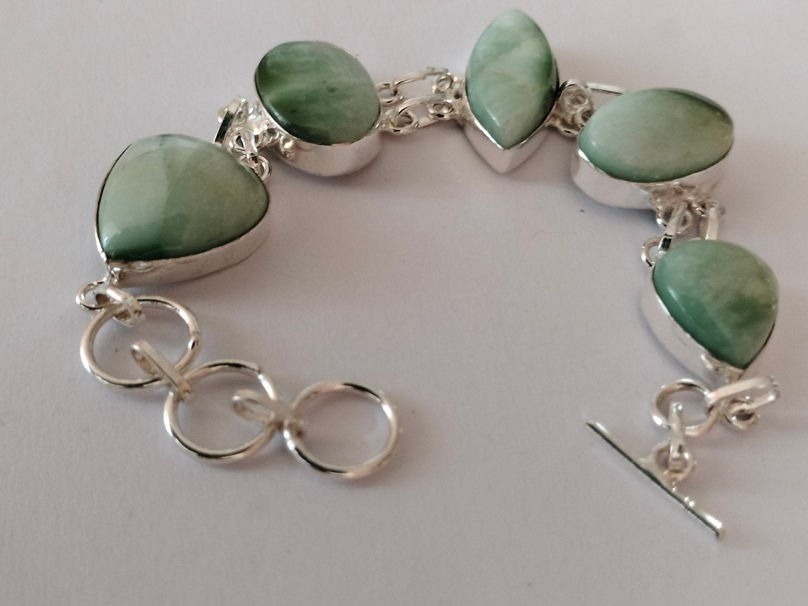 Zilveren armband met larimar 20cm, Nieuw, Met edelsteen, Zilver, Verzenden