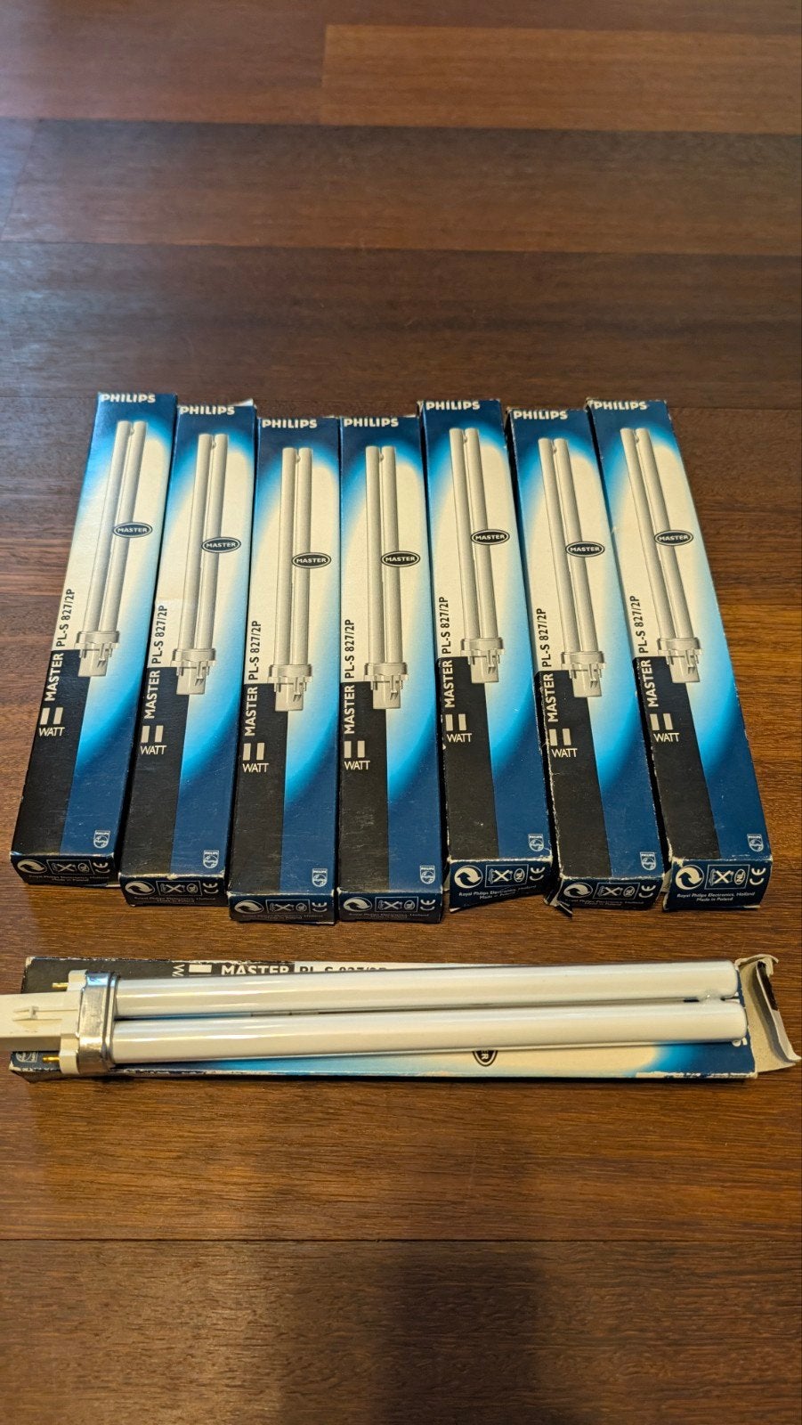 8xspaarlamp Philips Master PL-S 827/2P (11w,900lm), Philips, 60 watt of meer, Nieuw, Overige fittingen