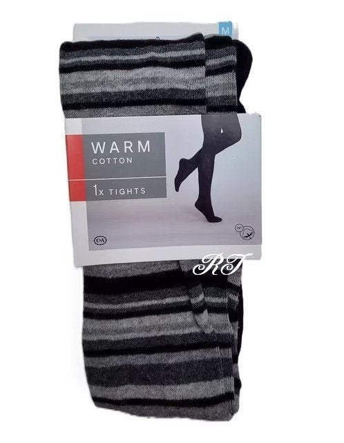 C&A Warme Katoenen Gestreepte Panty - Maat M, Zwart, Maat 40/42 (M), Ophalen of Verzenden, Zo goed als nieuw