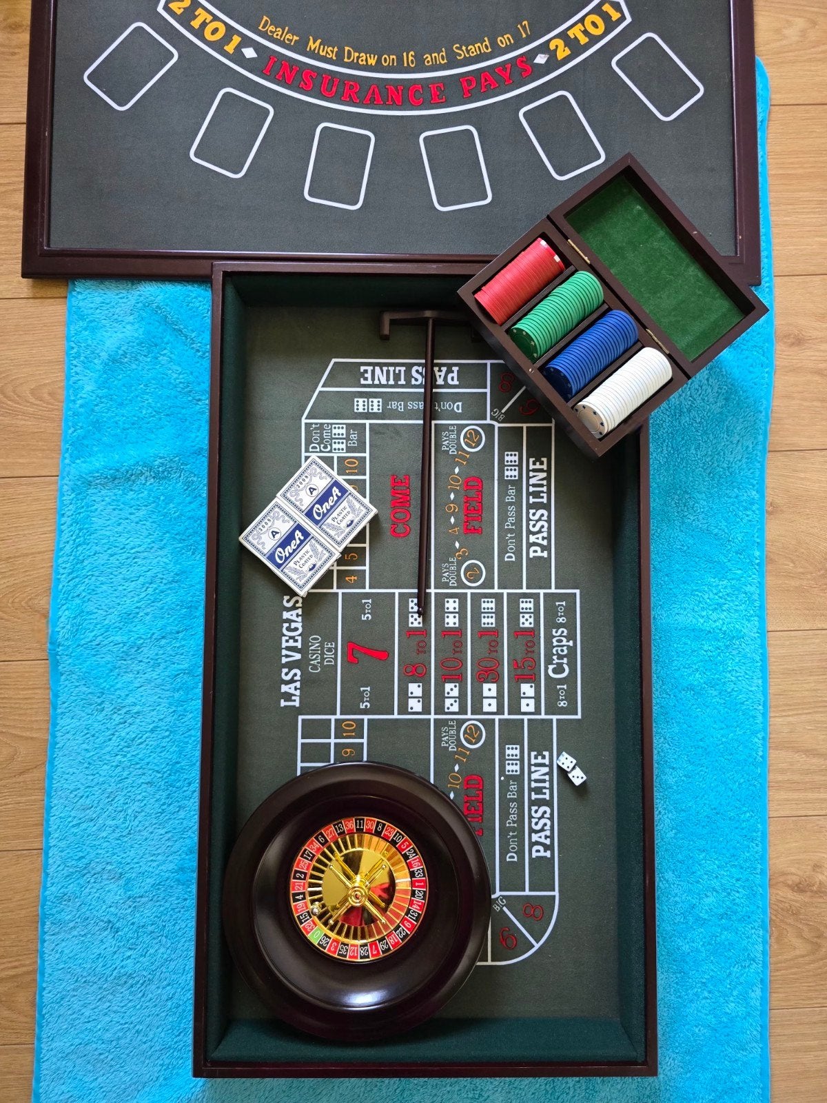 Casino Spelset: Roulette, Blackjack, Craps met Fiches, Ophalen, Gebruikt