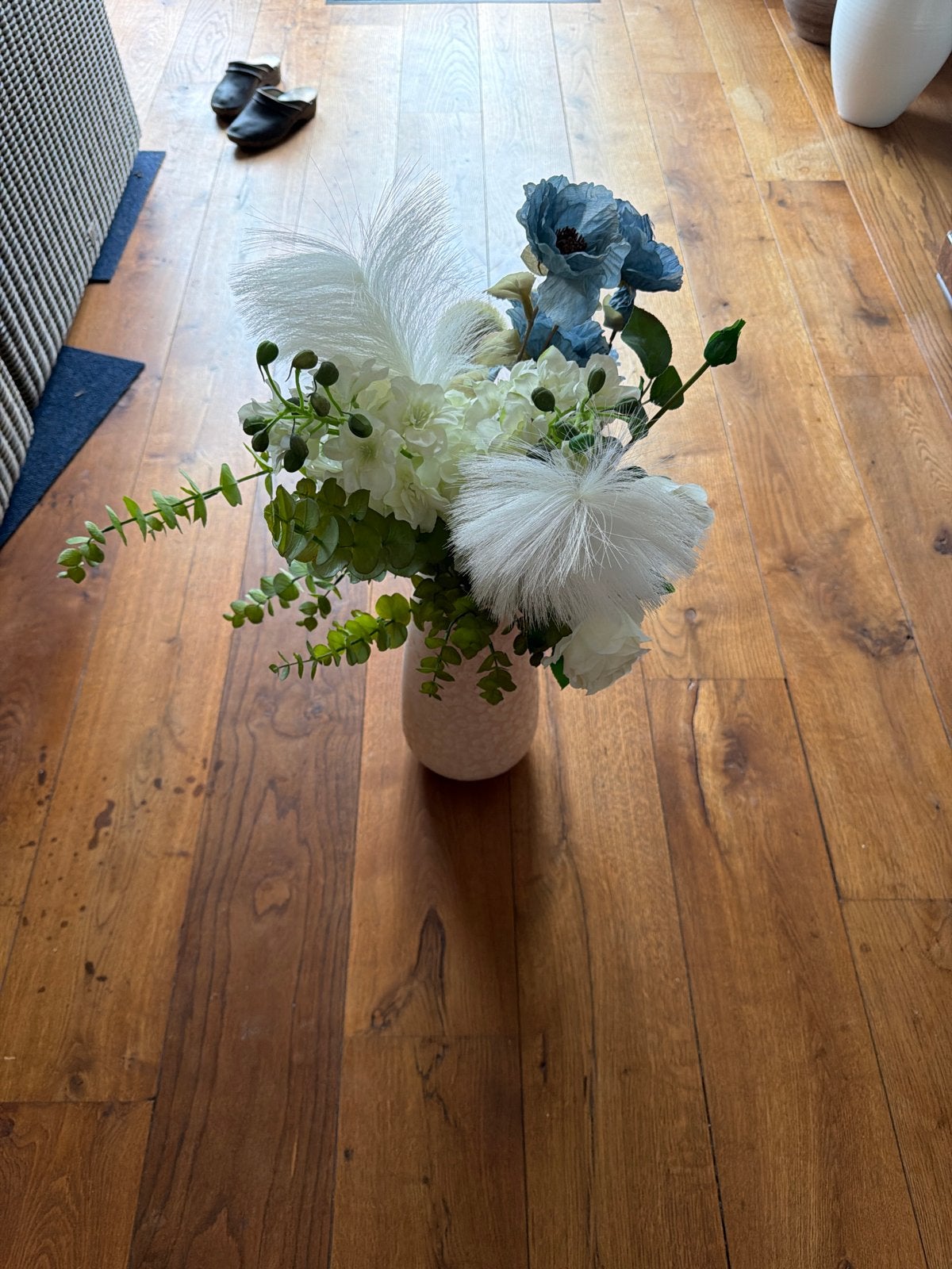 Mooie vaas met kunstbloemen en pluimen, Ophalen, Overige materialen, Meerkleurig, Inclusief decoratie