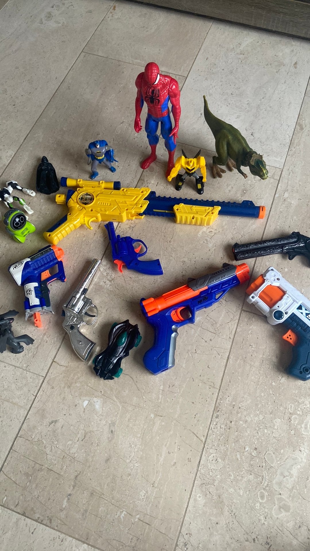 Grote speelgoedset: Spiderman, Nerf, dinosaurussen en meer, Ophalen of Verzenden, Gebruikt, Jongen
