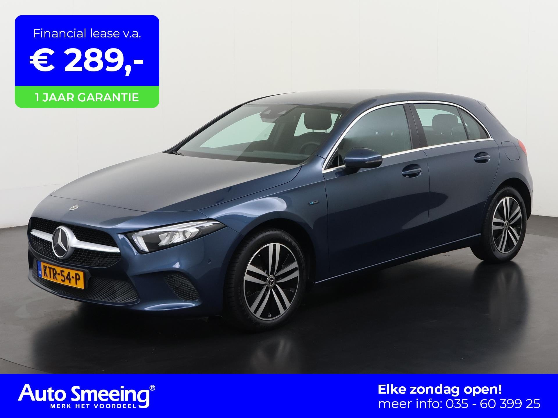 Mercedes-Benz A-klasse 250e Progressive | Leder | Camera | W, Auto's, Gebruikt, 4 cilinders, Blauw, Bedrijf