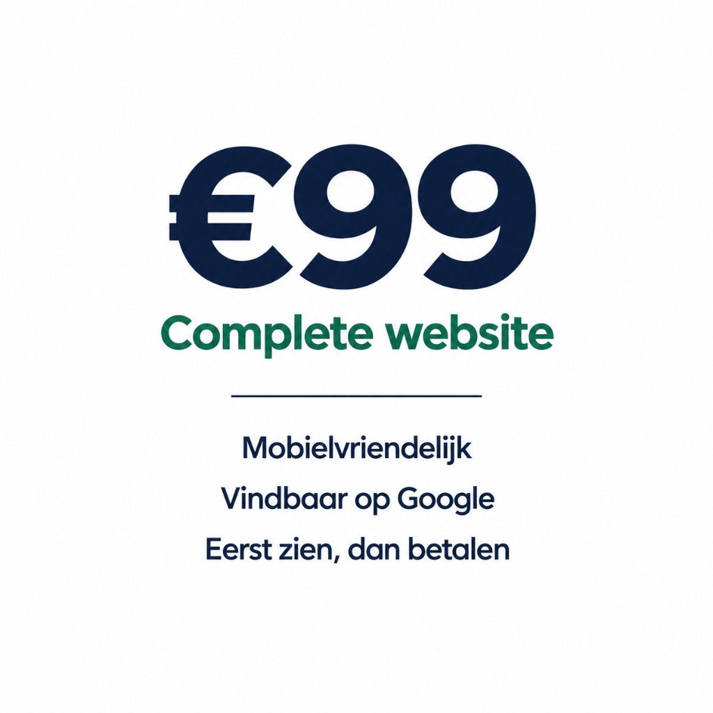 Complete website €99 | Snel & vindbaar | Betaal achteraf, Webdesign